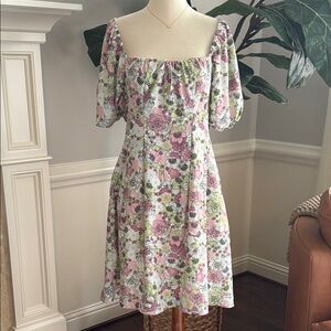 BCBG Floral Puff Sleeve Mini Dress NEW NWT